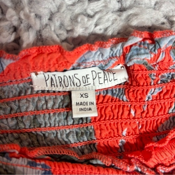 Patrons of Peace Jumpsuit Womens Extra Small Tropical Smocked Top Pockets Wide - Picture 3 of 5